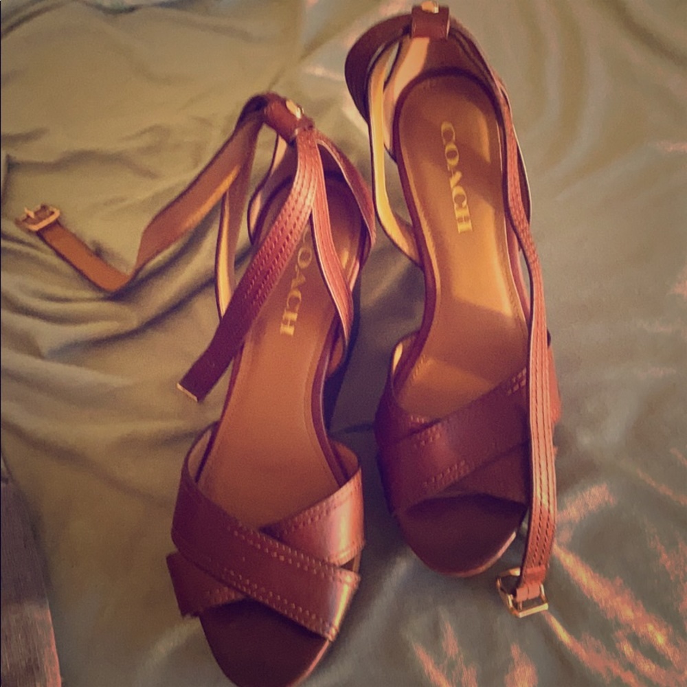 Coach wedges all leather boho classic